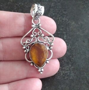 Faceted Citrine Teardrop Pendant